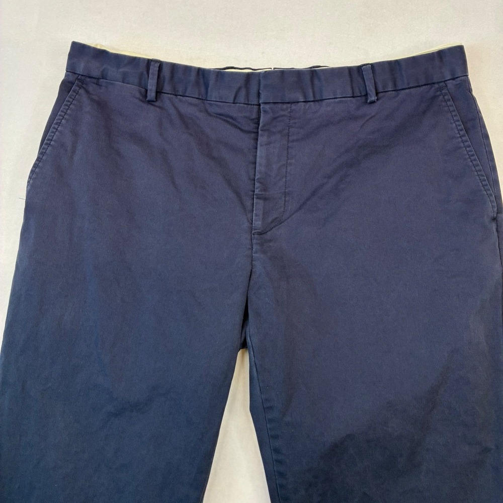 Polo Ralph Lauren Chino‎ Pants Mens 38x34 Navy Blue Flat Front Cuffed Trousers